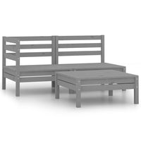 Thumbnail for 3-tlg. Garten-Lounge-Set Massivholz Kiefer Grau