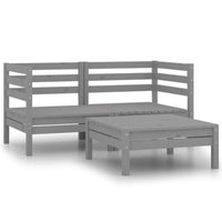 Thumbnail for 3-tlg. Garten-Lounge-Set Massivholz Kiefer Grau