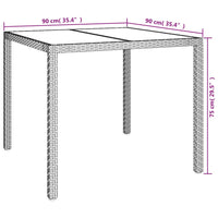 Thumbnail for Gartentisch 90x90x75 cm Gehärtetes Glas Poly Rattan Braun