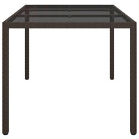 Thumbnail for Gartentisch 150x90x75 cm Gehärtetes Glas Poly Rattan Braun
