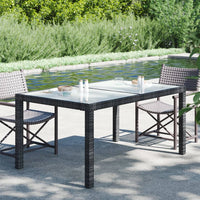 Thumbnail for Gartentisch 150x90x75 cm Gehärtetes Glas Poly Rattan Schwarz
