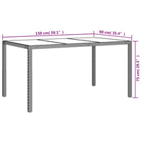 Thumbnail for Gartentisch 150x90x75 cm Hartglas und Poly Rattan Grau