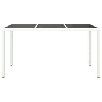 Thumbnail for Gartentisch 150x90x75 cm Gehärtetes Glas Poly Rattan Weiß