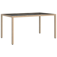 Thumbnail for Gartentisch 150x90x75 cm Gehärtetes Glas Poly Rattan Beige