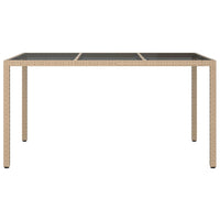 Thumbnail for Gartentisch 150x90x75 cm Gehärtetes Glas Poly Rattan Beige