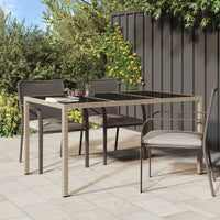 Thumbnail for Gartentisch 150x90x75 cm Gehärtetes Glas Poly Rattan Beige