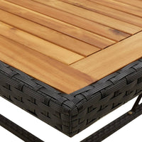 Thumbnail for Gartentisch Schwarz 109x107x74cm Poly Rattan Massivholz Akazie