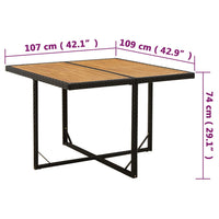 Thumbnail for Gartentisch Schwarz 109x107x74cm Poly Rattan Massivholz Akazie