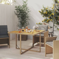 Thumbnail for Gartentisch Beige 109x107x74 cm Poly Rattan & Massivholz Akazie
