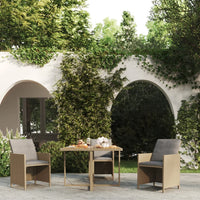 Thumbnail for Gartentisch Beige 109x107x74 cm Poly Rattan & Massivholz Akazie