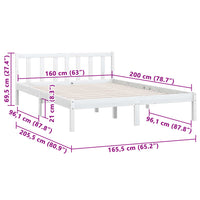 Thumbnail for Massivholzbett Weiß Kiefer 160x200 cm