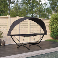 Thumbnail for Outdoor-Loungebett mit Dach Schwarz Stahl und Oxford-Stoff