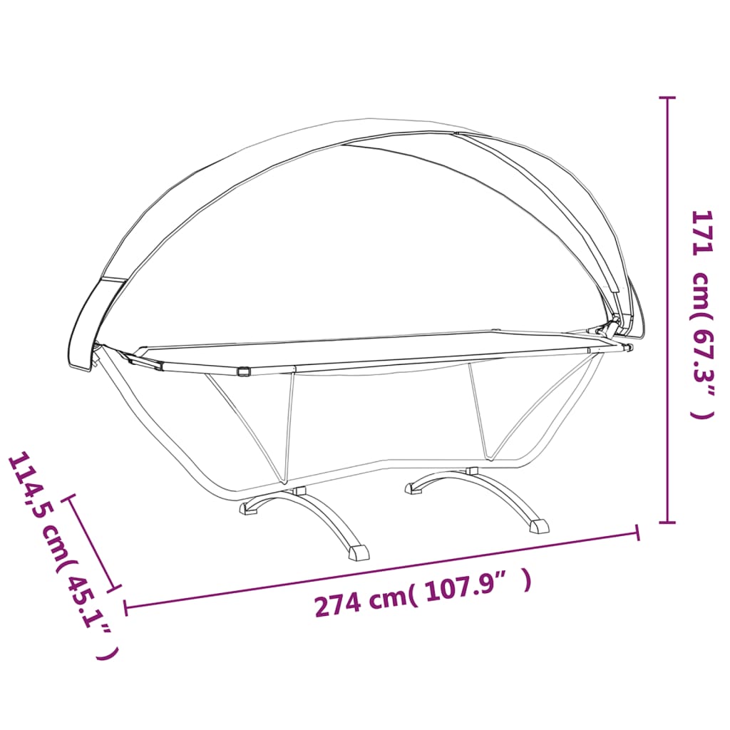 Outdoor-Loungebett mit Dach Creme Stahl und Oxford-Stoff