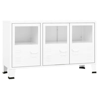 Thumbnail for Industrial Sideboard Weiß 105x35x62 cm Metall und Glas