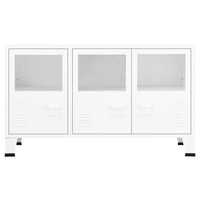 Thumbnail for Industrial Sideboard Weiß 105x35x62 cm Metall und Glas