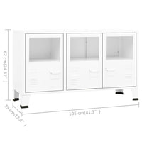 Thumbnail for Industrial Sideboard Weiß 105x35x62 cm Metall und Glas
