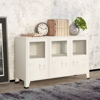 Thumbnail for Industrial Sideboard Weiß 105x35x62 cm Metall und Glas