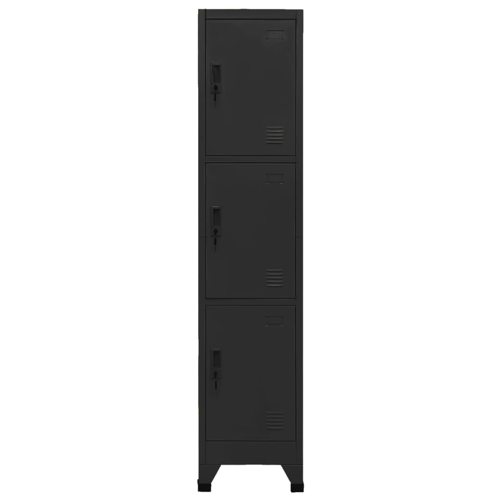 Schließfachschrank Schwarz 38x45x180 cm Stahl
