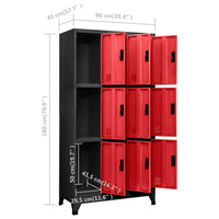 Thumbnail for Schließfachschrank Anthrazit und Rot 90x45x180 cm Stahl