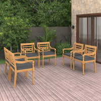 Thumbnail for Batavia-Stühle 6 Stk. mit Kissen Massivholz Teak