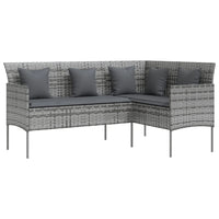 Thumbnail for Sofa in L-Form mit Kissen Poly Rattan Grau