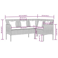 Thumbnail for Sofa in L-Form mit Kissen Poly Rattan Grau
