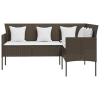 Thumbnail for Sofa in L-Form mit Kissen Poly Rattan Braun