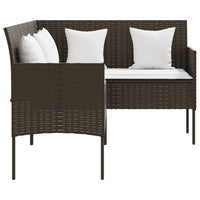 Thumbnail for Sofa in L-Form mit Kissen Poly Rattan Braun