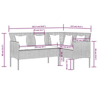 Thumbnail for Sofa in L-Form mit Kissen Poly Rattan Braun