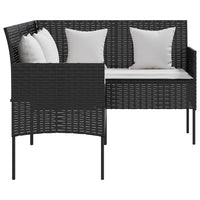 Thumbnail for Sofa in L-Form mit Kissen Poly Rattan Schwarz