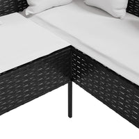 Thumbnail for Sofa in L-Form mit Kissen Poly Rattan Schwarz