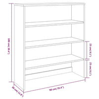 Thumbnail for Highboard-Oberteil HAMAR Dunkelgrau 90x30x100 cm Massivholz