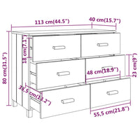 Thumbnail for Sideboard HAMAR Weiß 113x40x80 cm Massivholz Kiefer
