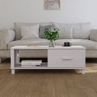 Thumbnail for Couchtisch HAMAR Weiß 100x55x35 cm Massivholz Kiefer
