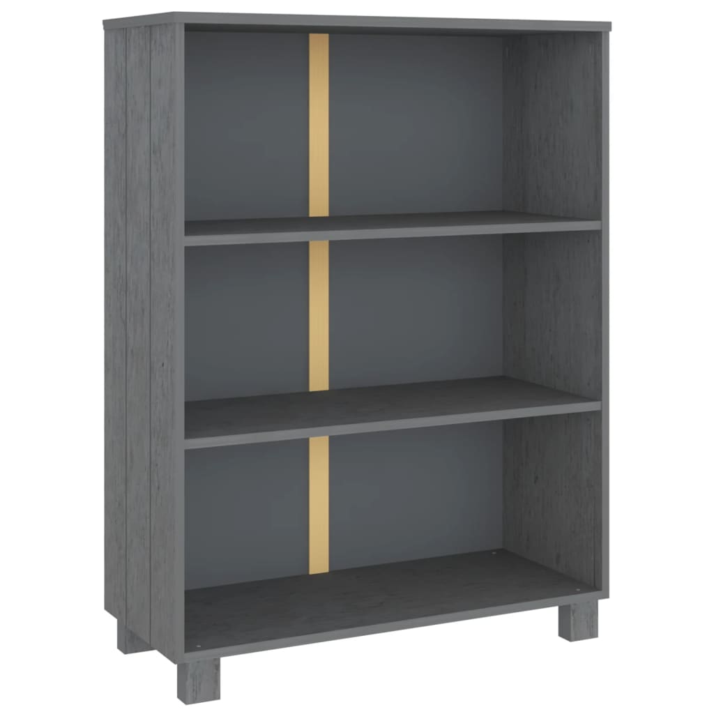 Bücherschrank HAMAR Dunkelgrau 85x35x112 cm Massivholz Kiefer