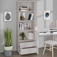 Thumbnail for Highboard HAMAR Weiß 60x35x180 cm Massivholz Kiefer
