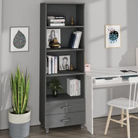 Thumbnail for Highboard HAMAR Dunkelgrau 60x35x180 cm Massivholz Kiefer