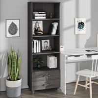 Thumbnail for Highboard HAMAR Hellgrau 60x35x180 cm Massivholz Kiefer