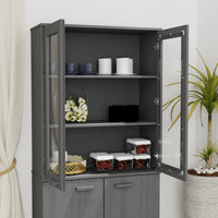 Thumbnail for Highboard-Oberteil HAMAR Dunkelgrau 85x35x100 cm Massivholz