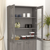 Thumbnail for Highboard-Oberteil HAMAR Hellgrau 85x35x100 cm Massivholz