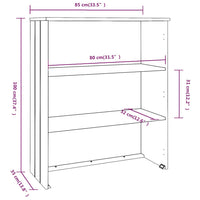 Thumbnail for Highboard-Oberteil HAMAR Hellgrau 85x35x100 cm Massivholz