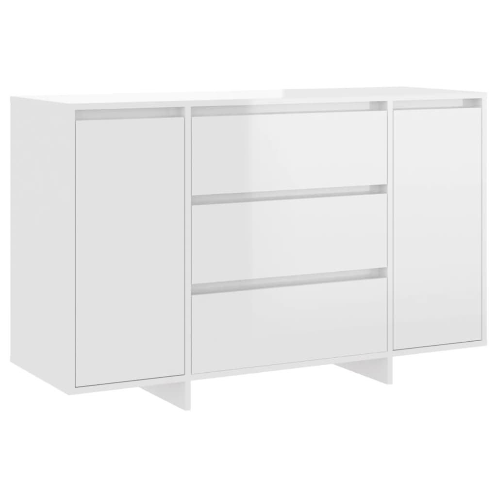 Sideboard 3 Schubladen Hochglanz-Weiß 120x41x75cm Holzwerkstoff