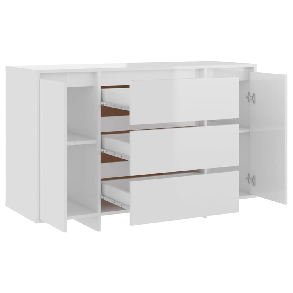 Sideboard 3 Schubladen Hochglanz-Weiß 120x41x75cm Holzwerkstoff