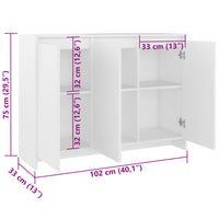Thumbnail for Sideboard Weiß 102x33x75 cm Holzwerkstoff