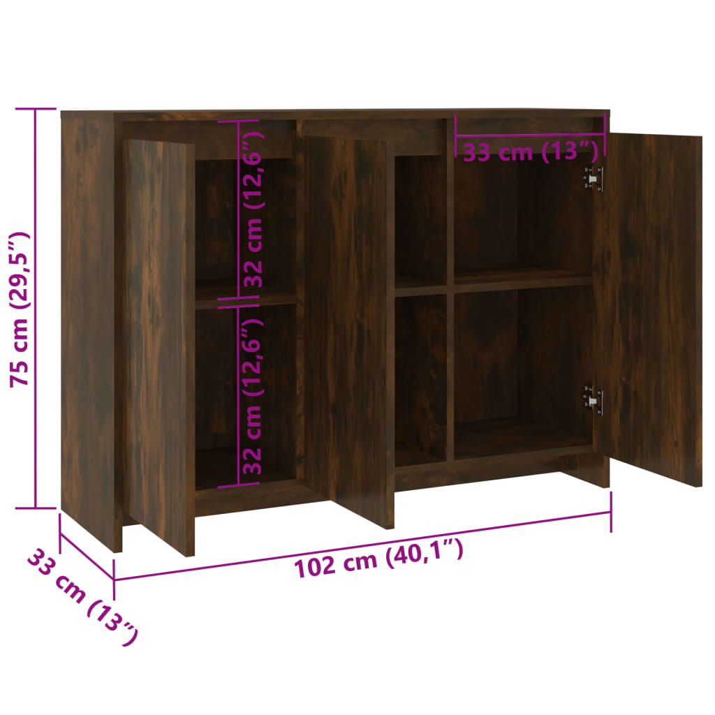 Sideboard Räuchereiche 102x33x75 cm Holzwerkstoff