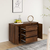 Thumbnail for Sideboard mit 3 Schubladen Braun Eichen-Optik 120x41x75 cm
