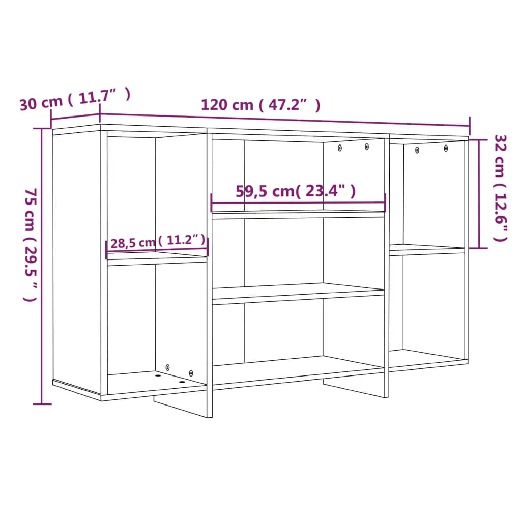 Sideboard Grau Sonoma 120x30x75 cm Holzwerkstoff
