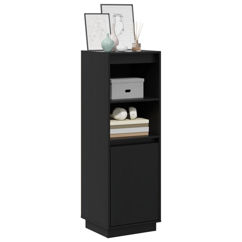 Highboard Schwarz 37x34x110 cm Massivholz Kiefer