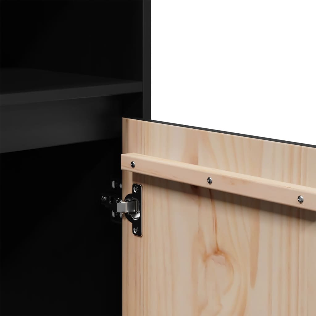 Highboard Schwarz 37x34x110 cm Massivholz Kiefer