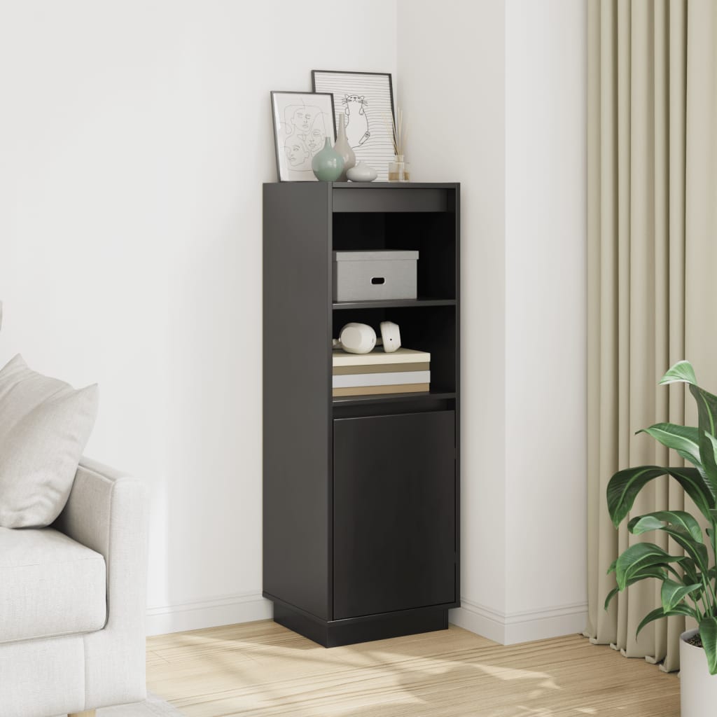 Highboard Schwarz 37x34x110 cm Massivholz Kiefer